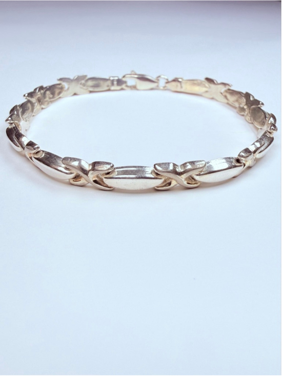 Unbranded Jewelry - Modern Sleek XO Link 925 Sterling Silver 5.5MM Vintage Tennis Bracelet Italy